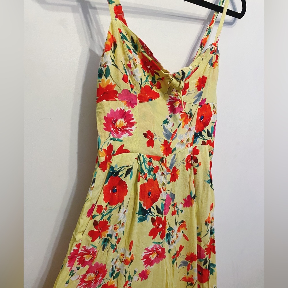 Anthropologie yellow and red floral romper